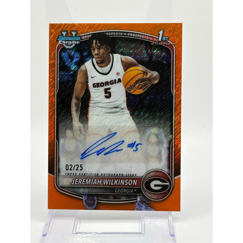 2025-26 Bowman Chrome Jeremiah Wilkinson 1st Orange Shimmer Auto 2/25 SP Georgia